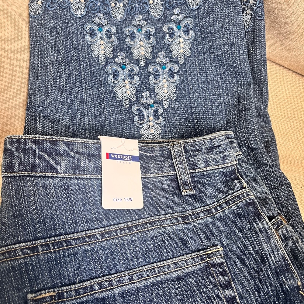 Brand New with tags. Westport Women's Denim with Intricate Embroidery